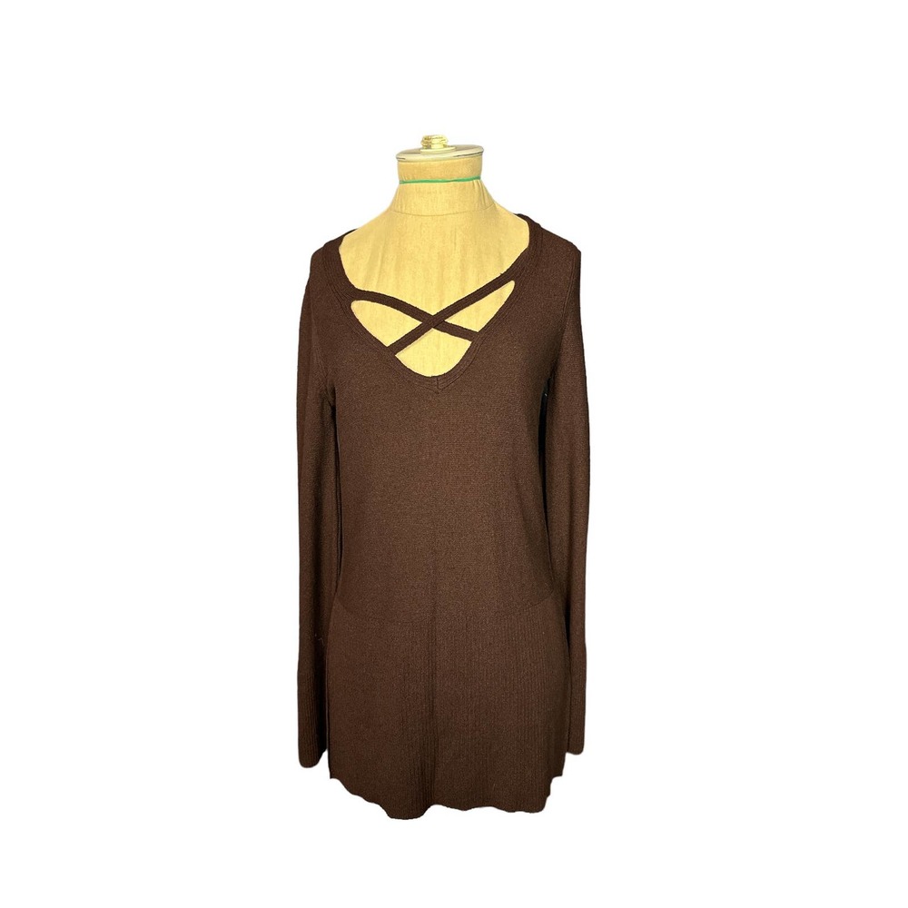 Free People Dark Brown Long Tunic Sweater Size XS